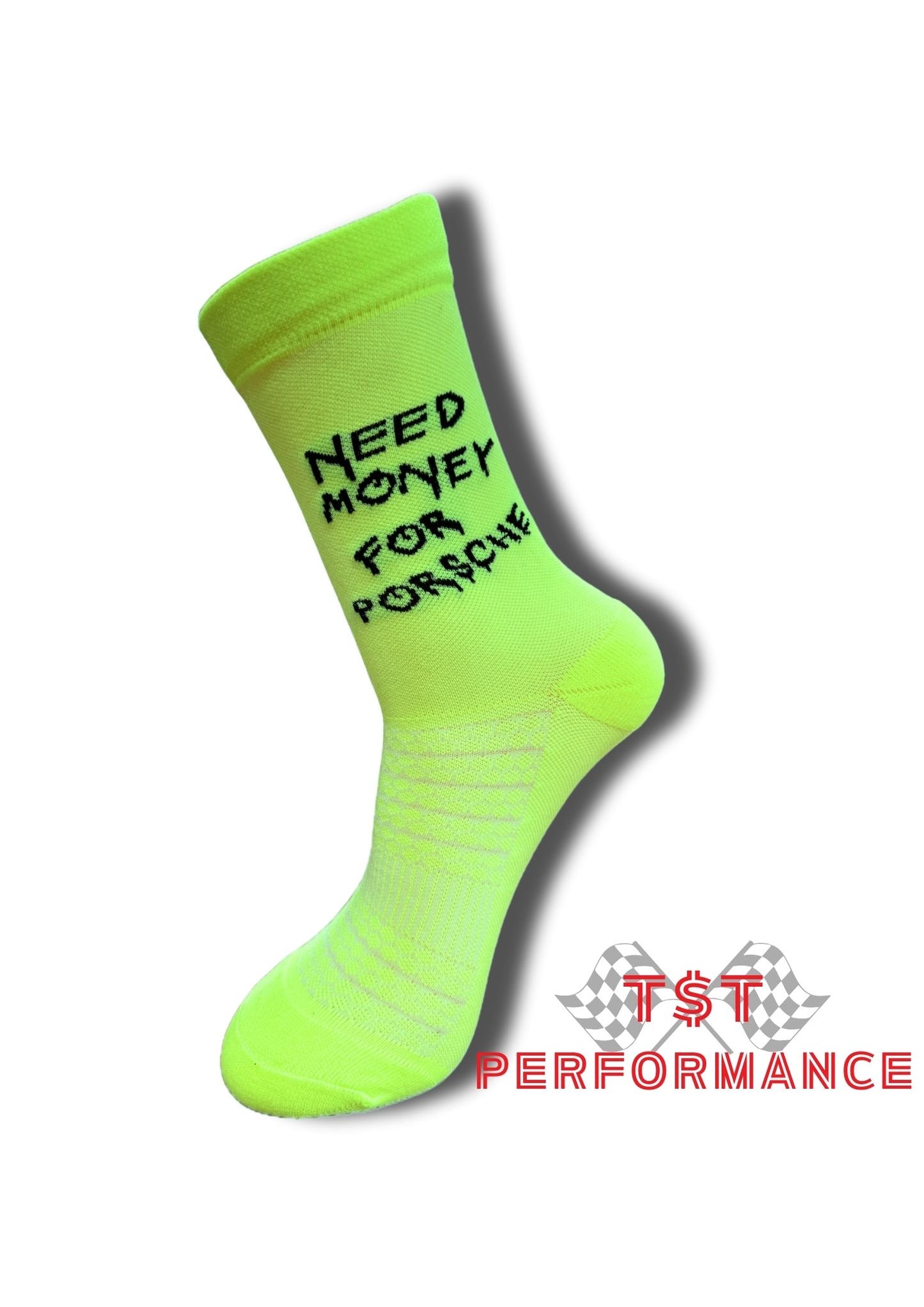 Need Money for Porsche - Neon Green | Luxury Performance Socks